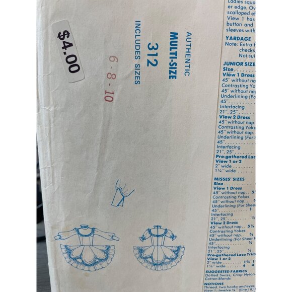 Authentic Patterns 312 Square Dance Dress Sewing Pattern Multi-Size 6 8 10 UNCUT - Picture 3 of 3